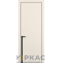 Дверь межкомнатная Квалитет К21 Матовый крем кромка ALU Черная молдинг черный