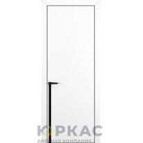 Дверь межкомнатная Квалитет К21 Белый матовый кромка ALU Черная молдинг черный