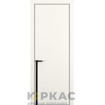 Дверь межкомнатная Квалитет К21 Молочный матовый кромка ALU Черная молдинг черный