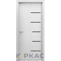 Дверь межкомнатная SMART Волна ДО черное стекло Белый