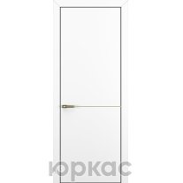Дверь межкомнатная Квалитет К10 Белый матовый кромка ALU Черная молдинг золото