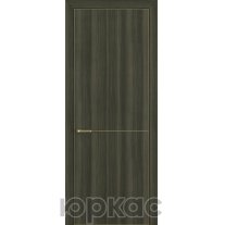 Дверь межкомнатная Квалитет К10 Дуб темный кромка ALU Золотая молдинг золото
