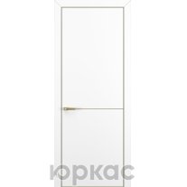 Дверь межкомнатная Квалитет К10 Белый матовый кромка ALU Золотая молдинг золото