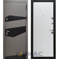 Дверь входная Тор (Серый сатин + вставка Черная эмаль, Белый сатин)
