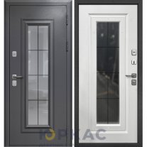 Дверь входная Гарда 9 Ковка стеклопакет Букле графит Белый матовый