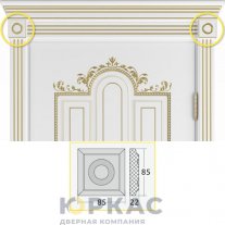 Розетка дверная Эстель d54 Белая эмаль патина золото
