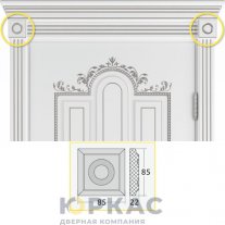 Розетка дверная Эстель d54 Белая эмаль патина серебро