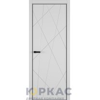 Дверь межкомнатная Chaos ДГ ART Lite Светло-серая эмаль кромка ALU Черная