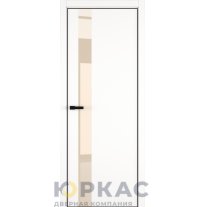 Дверь межкомнатная H3 ДО ART Lite бежевый лак Белая эмаль ALU Черная