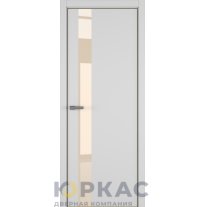 Дверь межкомнатная H3 ДО ART Lite бежевый лак Светло-серая эмаль ALU Золотая