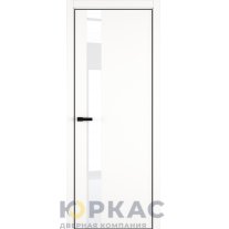 Дверь межкомнатная H3 ДО ART Lite Lacobel White Pure Белая эмаль ALU Черная