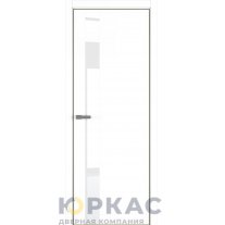 Дверь межкомнатная H3 ДО ART Lite Lacobel White Pure Белая эмаль ALU Золотая