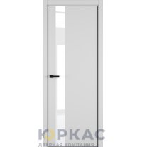 Дверь межкомнатная H3 ДО ART Lite Lacobel White Pure Светло-серая эмаль ALU Черная