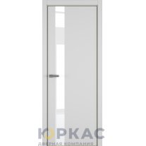 Дверь межкомнатная H3 ДО ART Lite Lacobel White Pure Светло-серая эмаль ALU Золотая