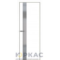 Дверь межкомнатная H3 ДО ART Lite серый матовый Белая эмаль ALU Золотая