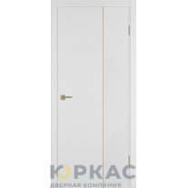 Дверь межкомнатная Linea ART2 ДГ Белая эмаль Молдинг золото