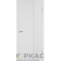 Дверь межкомнатная Linea DR2 ДГ Белая эмаль Молдинг золото