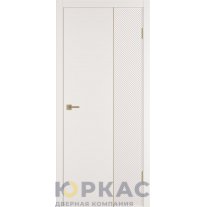 Дверь межкомнатная Linea DR2 ДГ Слоновая кость эмаль Молдинг золото