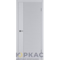 Дверь межкомнатная Linea HR1 ДГ Светло-серая эмаль Молдинг серебро