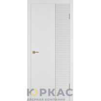 Дверь межкомнатная Linea HR2 ДГ Белая эмаль Молдинг золото