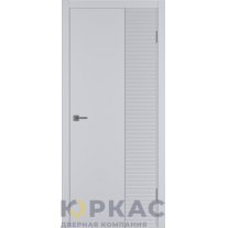 Дверь межкомнатная Linea HR2 ДГ Светло-серая эмаль Молдинг серебро