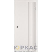 Дверь межкомнатная Linea VR2 ДГ Слоновая кость эмаль Молдинг серебро