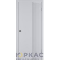 Дверь межкомнатная Linea VR2 ДГ Светло-серая эмаль Молдинг серебро