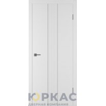 Дверь межкомнатная Integra 65 ДГ Белая эмаль молдинг серебро