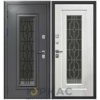 Дверь входная Гарда 9 Фигурный стеклопакет Букле графит Белый матовый